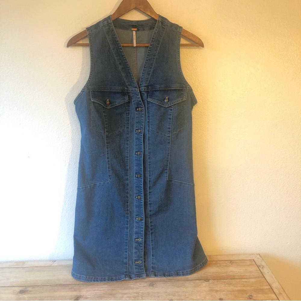 Free People Denim Button Down Dress Size 12